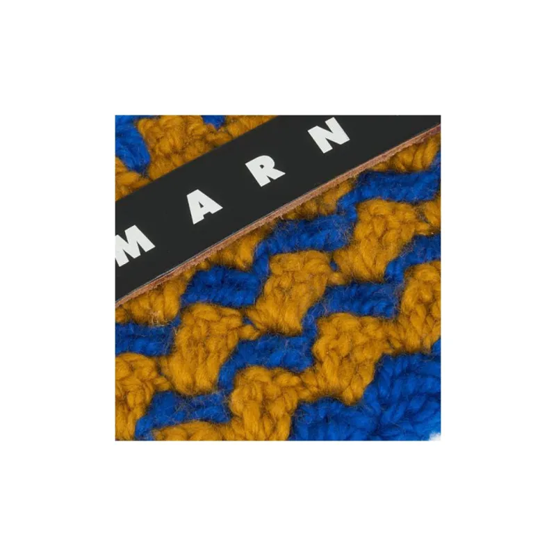 MARNI Acrylic Crochet Woven Clutch Mini Women's Brown-3