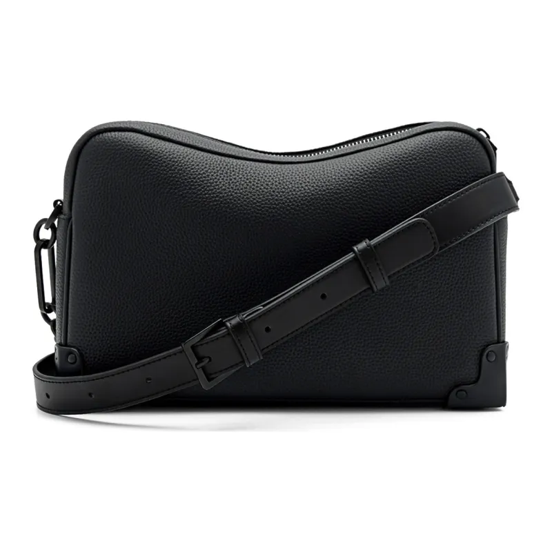PEDRO Cow Leather Crossbody Bag Regular Men's Black/Gray-2