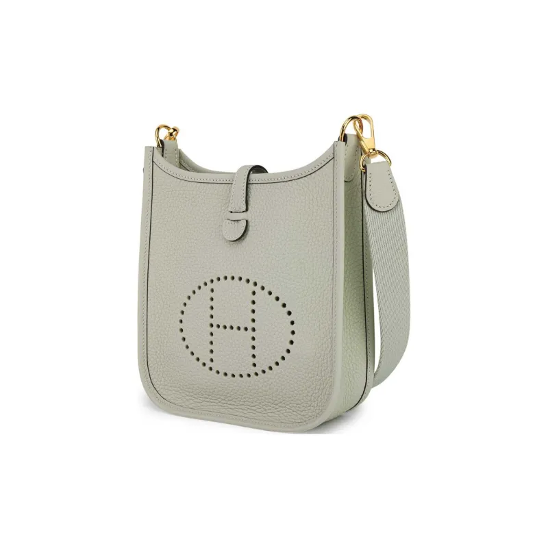 HERMES Evelyne Clemence Leather Ivorie Shoulder Bag Crossbody Bag Mini Women's Ice Crystal Gray-2