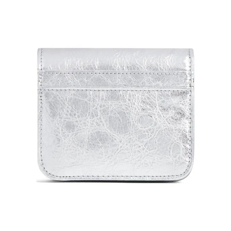 Balenciaga Arena Lambskin Wallets Card Holders Women's Silver-1