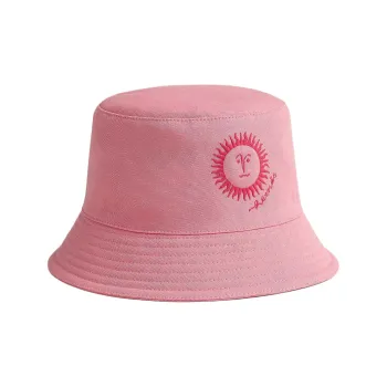 HERMES Cotton Silk Canvas Bucket Hats Women's Pink
