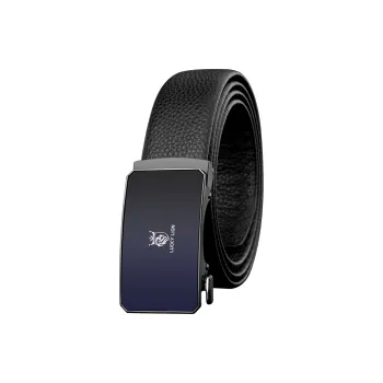 LUCKY LION Youth Casual Automatic Buckle Belt, Business Pants Belt Top Grain Cow Leather Belts Men's 3.5cm