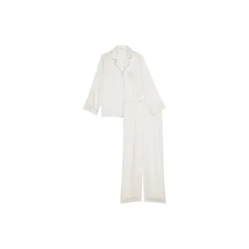 Victoria's Secret Satin Long Pajama Set Pajama Set Women's White