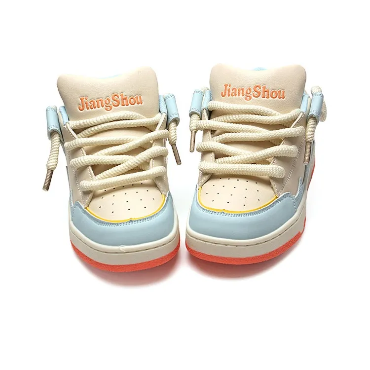 JIANGSHOU Anti-Slip Wear-Resistant Low-Top Skateboard Shoes Unisex Antique Blue-3