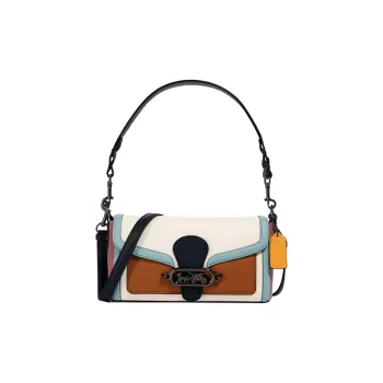 COACH Jade Leather Handbag Crossbody Bag Shoulder Bag Women's White Brown Blue Multicolor