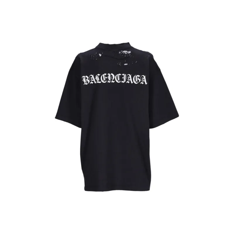 Balenciaga Distressed T Shirt 'Faded Black/White'-1