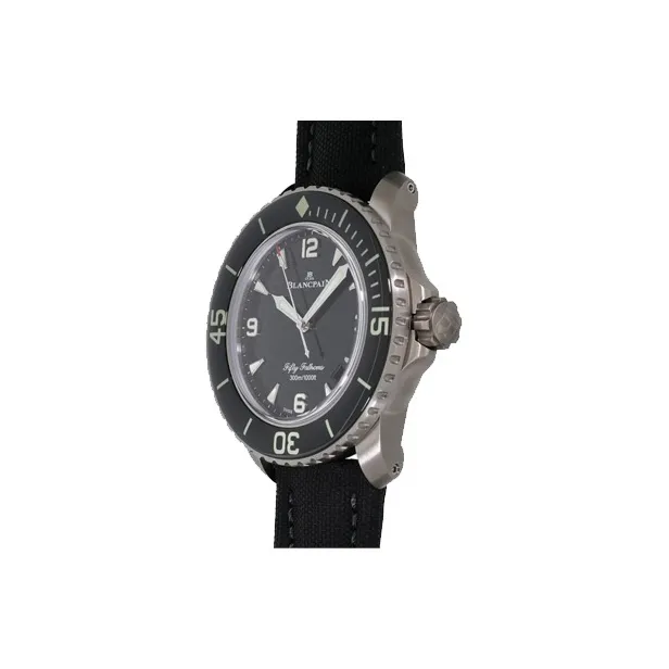 BLANCPAIN FIFTY FATHOMS Automatic Mechanical Movement Men's Watch 45mm Black Dial Titanium Watch Case Fabric Strap-3