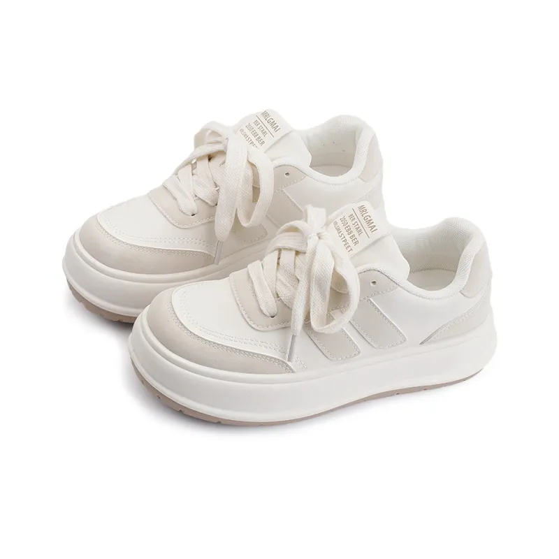 Miss Zhang Cushioning Height Increasing Low-Top Skateboard Shoes Women's White Silver-25