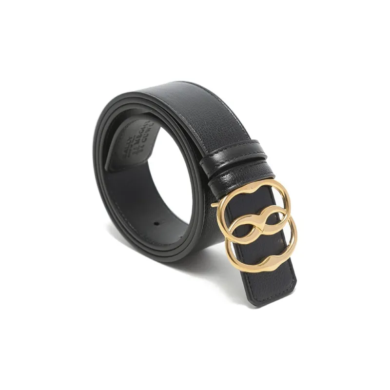 BALLY Non Trim Double Sided Business Advanced Plate Buckle Leather Leather Belts Men's Black 3.5cm-1