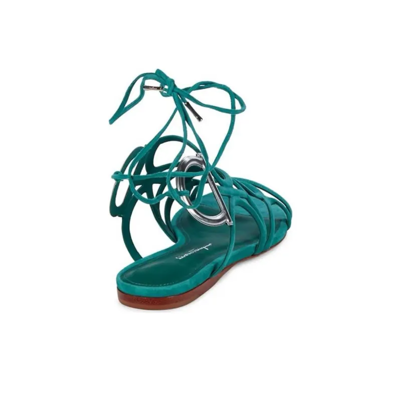 FERRAGAMO GANCINI One Strap Sandals Women's Green-3