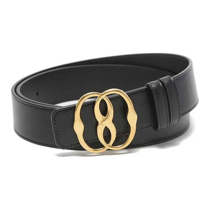 BALLY Non Trim Double Sided Business Advanced Plate Buckle Leather Leather Belts Men's Black 3.5cm-2