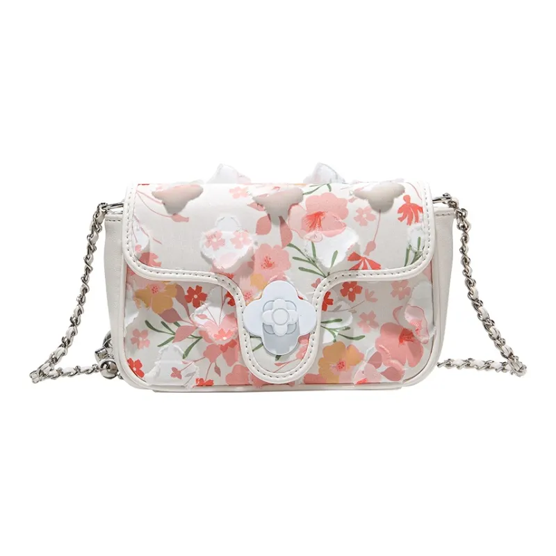MACKJANICE Polyurethane Synthetic Leather Small Square Bag Shoulder Bag Regular Women's Ice Blossom Pink-1