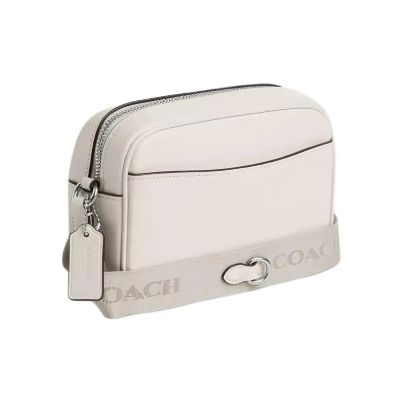 COACH Jamie Refined Calfskin Camera Bag, Shoulder Bag, Crossbody Bag Trumpets Women's Silver & Chalk White-1