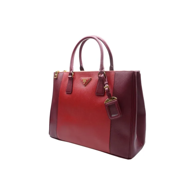 PRADA Cow Leather Handbag Women's Burgundy-1