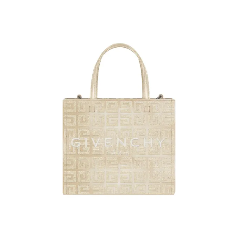 GIVENCHY 4G Cotton With Calfskin Tote Bag Shopping Bag Shoulder Bag Crossbody Bag Handbag Mini Women's Dusty Gold-0
