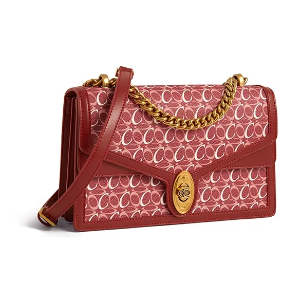 COCOEVA PVC With Microfiber Synthetic Leather Handheld Shoulder Bag Women's Red/Umber/Brown-1