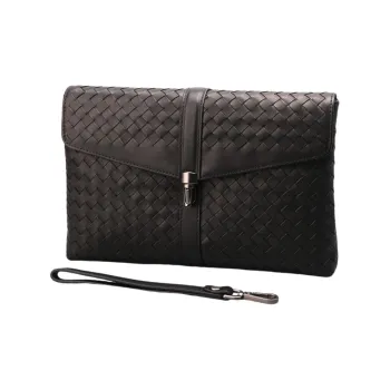 CMLZIUA Top Grain Cow Leather Clutch Unisex Black