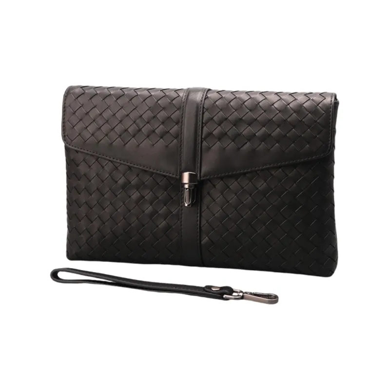 CMLZIUA Top Grain Cow Leather Clutch Unisex Black-0