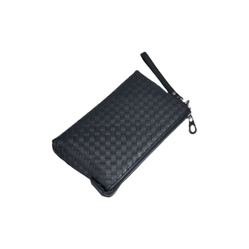 CMLZIUA Top Grain Cow Leather Clutch Unisex Black-3