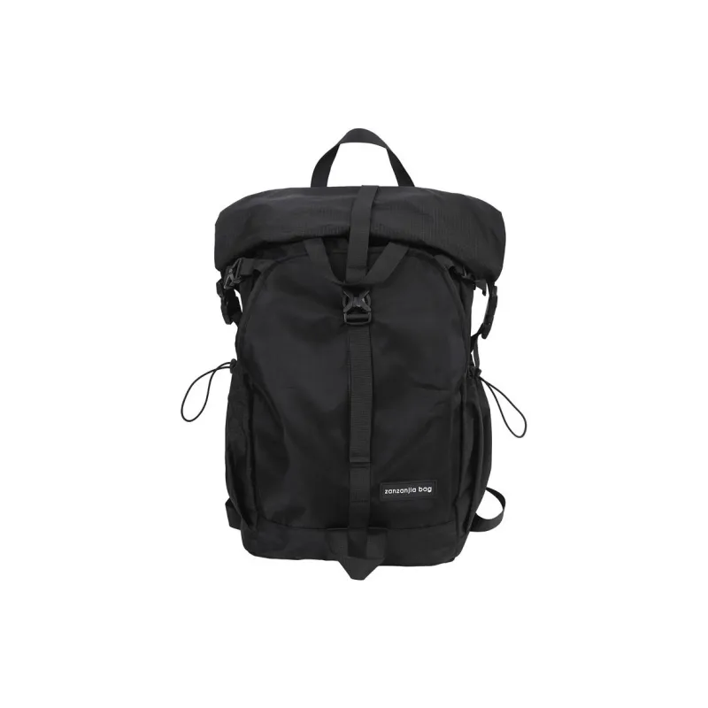 Deli Bear Nylon With Mesh Backpacks Backpack Regular Unisex Black/Black & Gray-0