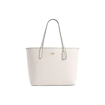COACH City Leather Tote Bag, Shopping Bag, Shoulder Bag, Handbag Tubas Women's White