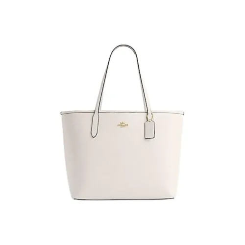 COACH City Leather Tote Bag, Shopping Bag, Shoulder Bag, Handbag Tubas Women's White