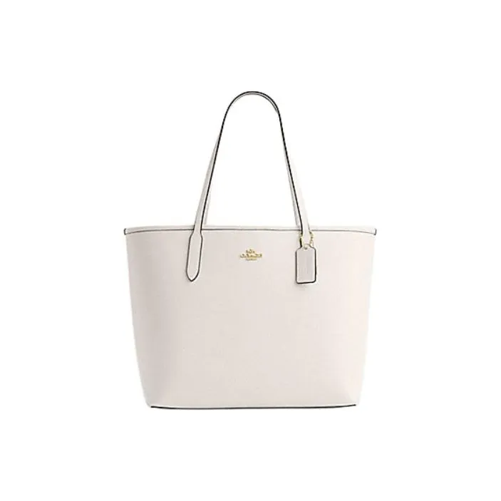 COACH City Leather Tote Bag, Shopping Bag, Shoulder Bag, Handbag Tubas Women's White-0