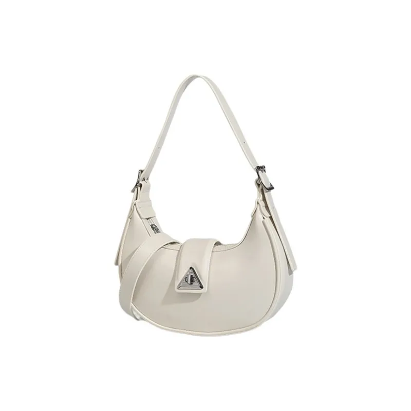 Carksky PU Shoulder Bag Crossbody Bag Moon Bag Shoulder Bag Regular Women's Black/White-0