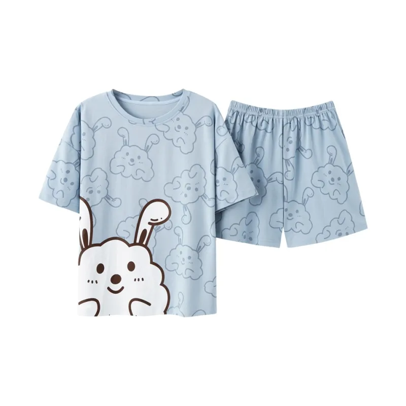 The Story Of The Flower Season Pajama Set Women's Light Blue-0