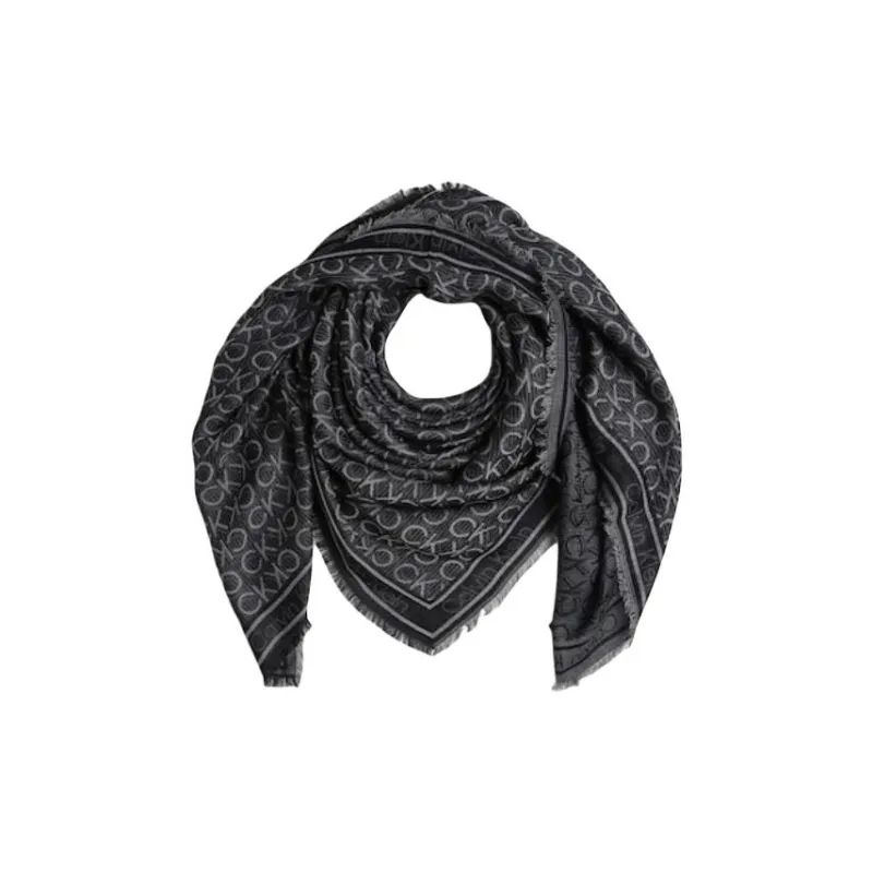 CK/Calvin Klein Silk Scarves Women's Gray/Orange-0