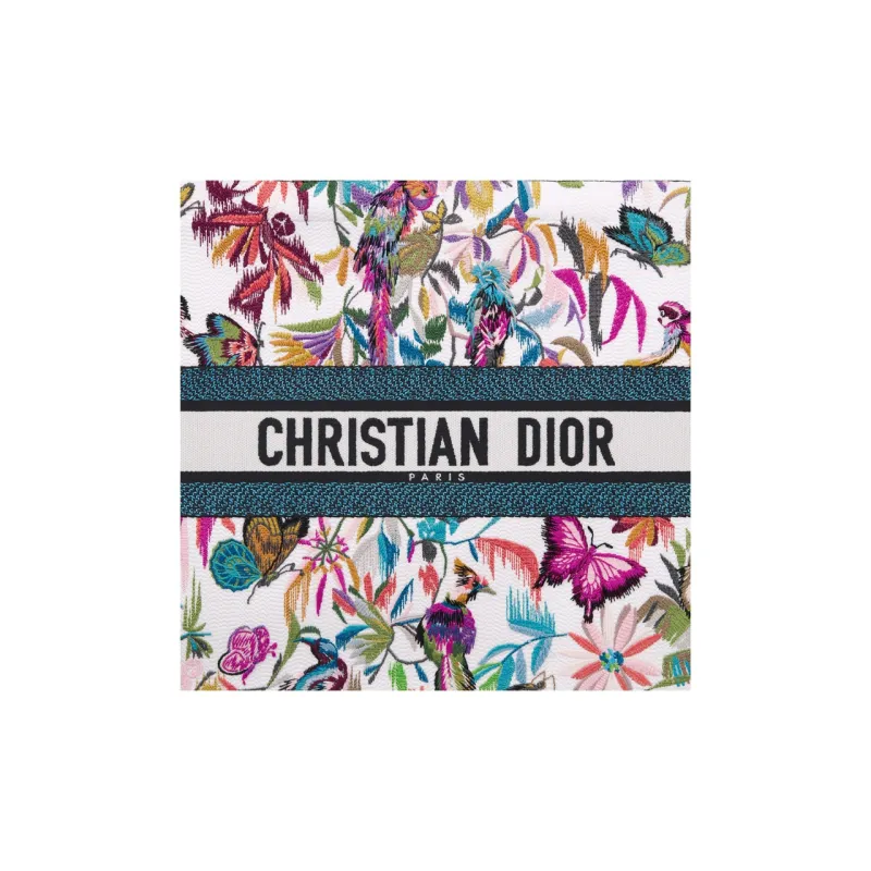 DIOR BookTote Toile De Jouy Fantastica Embroidery Tote Bag Shopping Bag Handbag Large Size Women's White & Multicolor-4