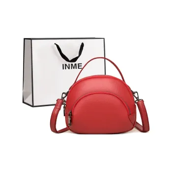 Inme Top Grain Cow Leather Shoulder Bag Crossbody Bag Handbag Regular Women's Black