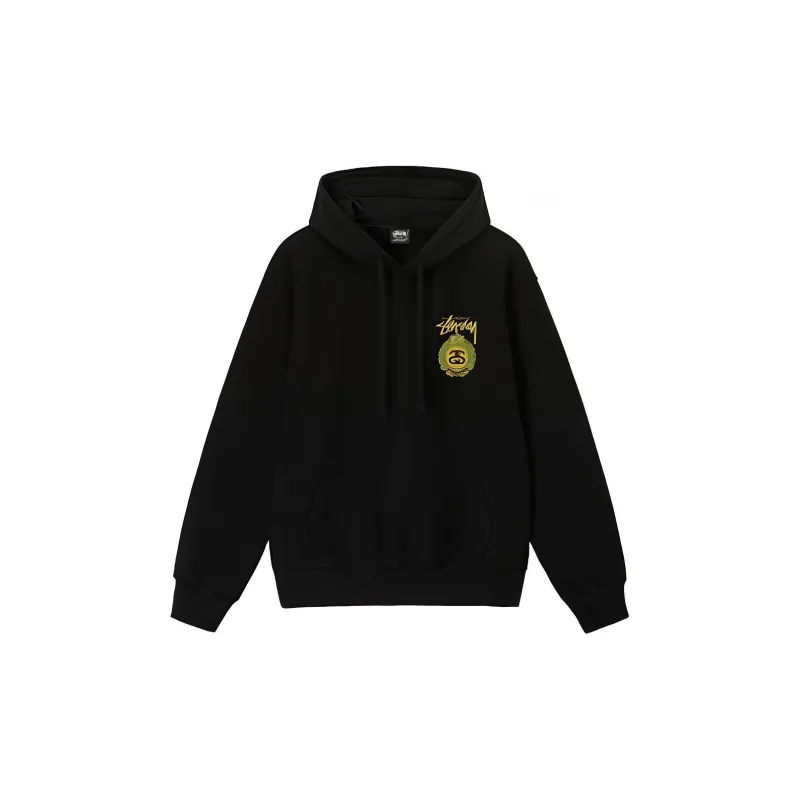 Stussy Crown Wreath Pigment Dyed Hoodie Black S - POIZON