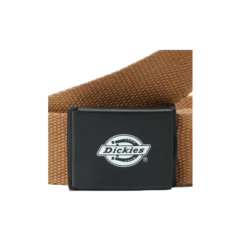 Dickies Logo Smooth Buckle Leather Belts Men's Brown-2