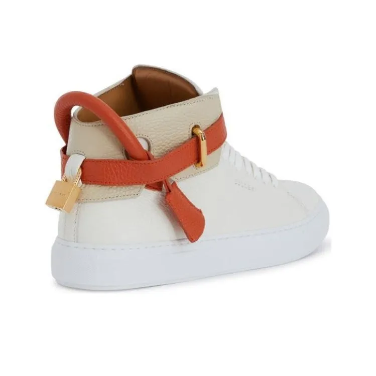 Buscemi Wear-Resistant High-Top Skateboard Shoes Men's White Orange-3