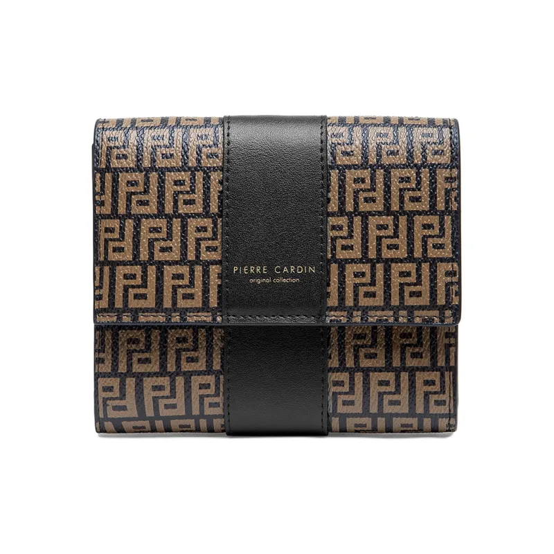 PIERRE CARDIN PVC Polyvinyl Chloride Wallet Regular Women's Black/Brown-0