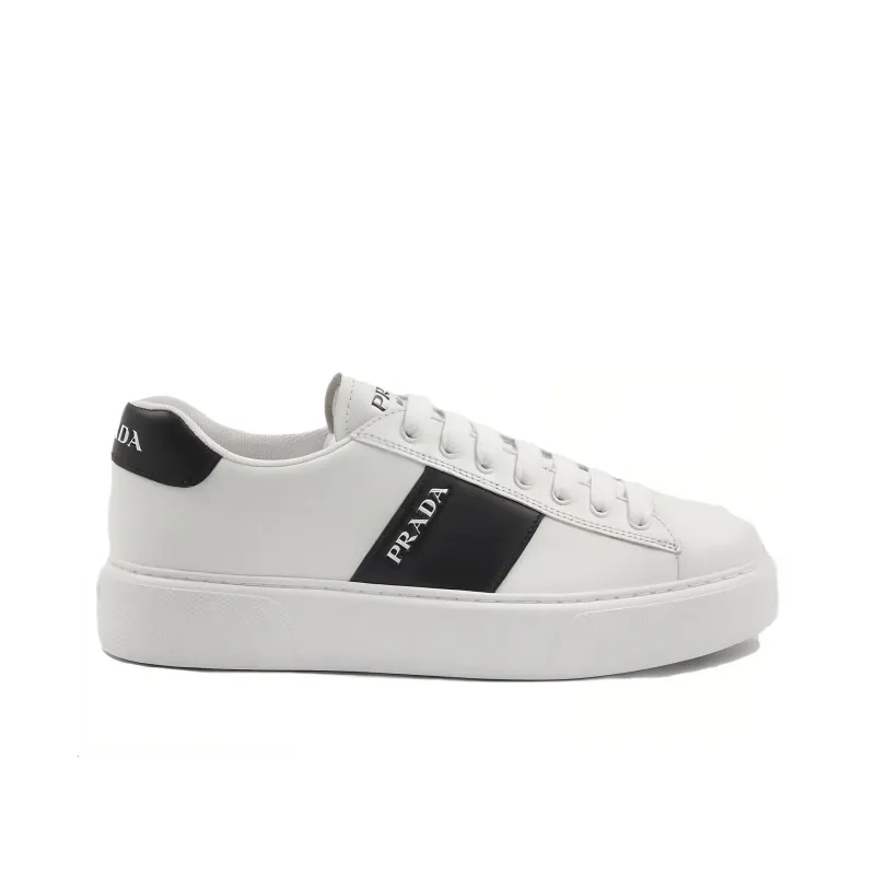 PRADA Low Top Skateboard Shoes Men's Black White-1