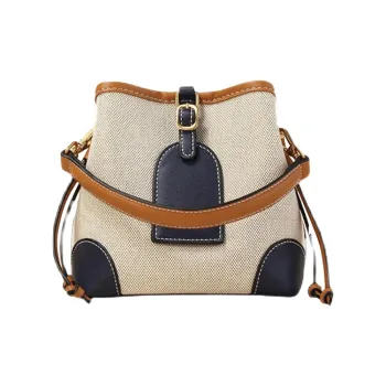 TOUCH MISS Canvas Bucket Bag Handbag Shoulder Bag Crossbody Bag Small Size Women's Blue