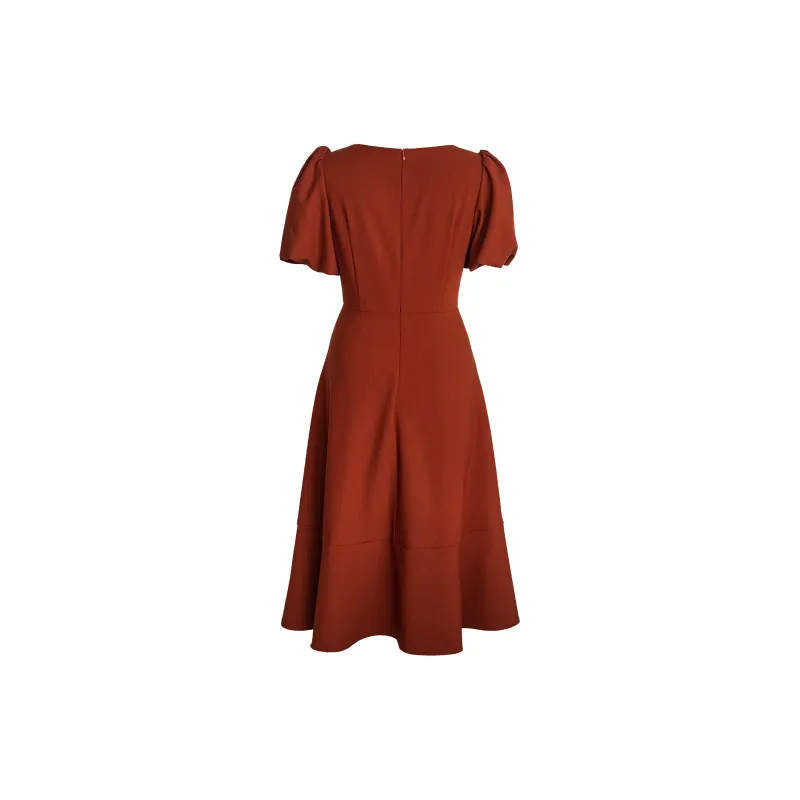 ROEYSHOUSE Short Sleeved Dresses Women's Brick Red-1