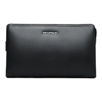 JIEXINI Cow Leather Clutch Regular Men's Black/Blue