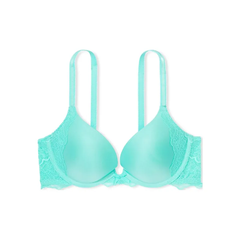 Victoria's Secret DREAM ANGELS Collection 6450 Gathering Style Smooth & Lace Push Up/Aquarius Bra Women's Blue Green-0