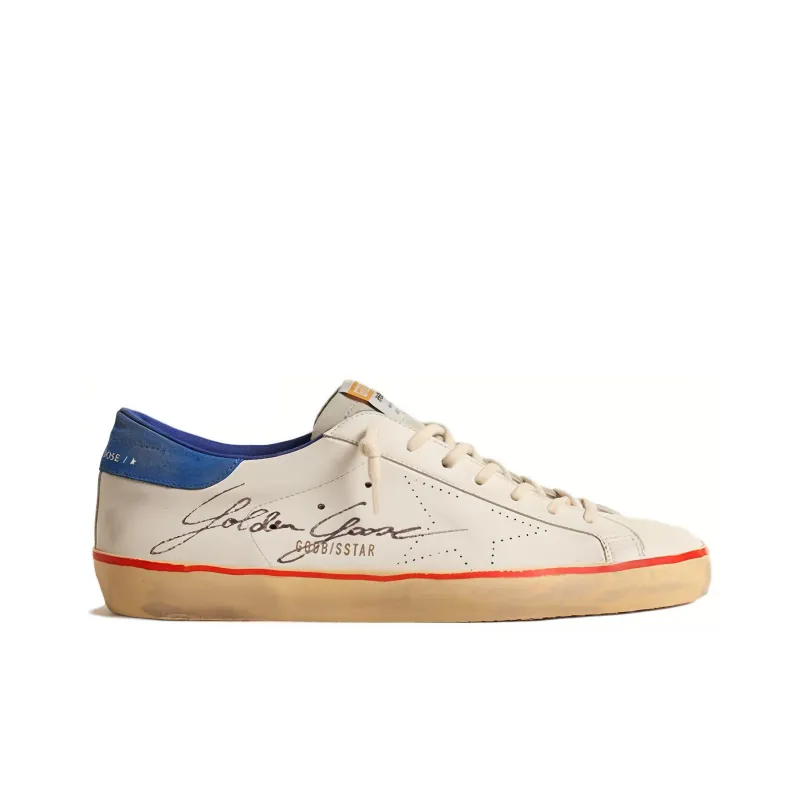 Golden Goose Super Star Anti Slip Wear Resistant Low Top Skateboard Shoes Men's White Blue-1