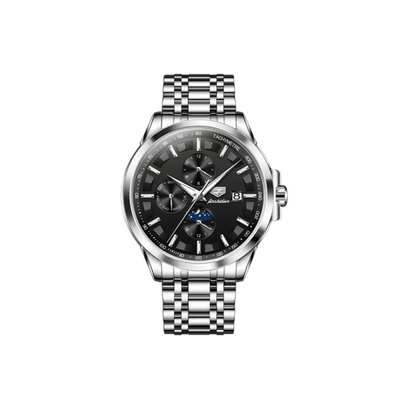 Jin Shi Dun Automatic Mechanical Movement Stainless Steel Watchband Watch Men's Watches Black Dial-1