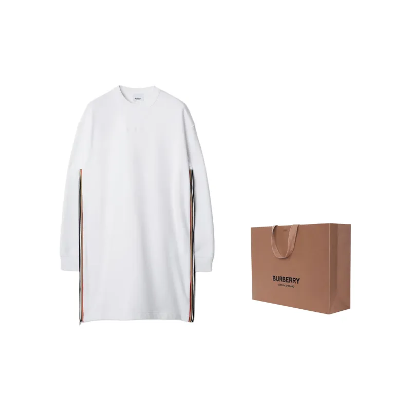 Burberry Long Sleeved Dresses Women's White-2
