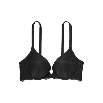 Victoria's Secret DREAM ANGELS Collection 6450 Gathering Style Smooth & Lace Push-Up Bra/Black Bra Women's Black