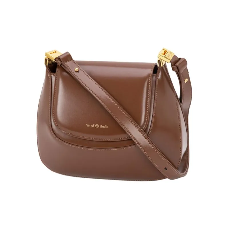 VENOF Cow Leather Shoulder Bag Small Size Women's Ivy Red/Van Dyke Brown/Martini Green-8