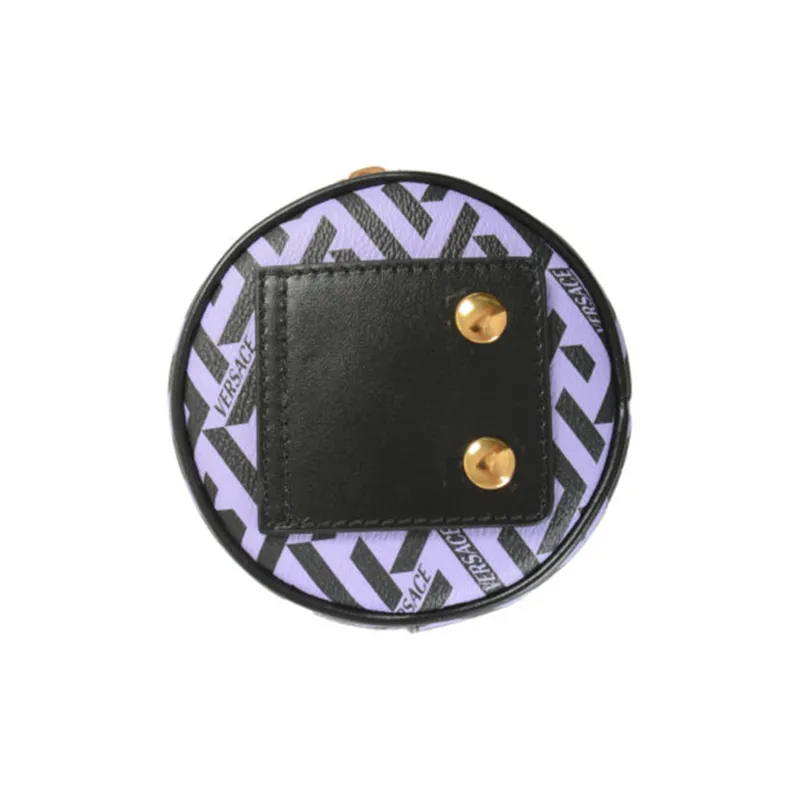 VERSACE Canvas With Leather Coin Purse Women's Purple & Black-3