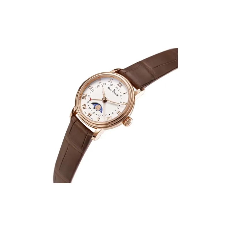 BLANCPAIN VILLERET Automatic Mechanical Movement Women's Watch Watch 29.20mm White Dial Leather Strap-1