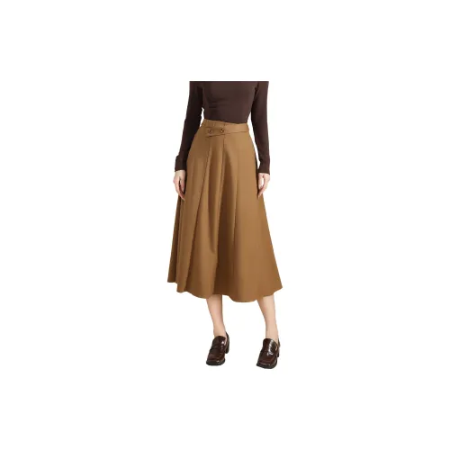 SMEN Casual Long Skirts Women's Khaki