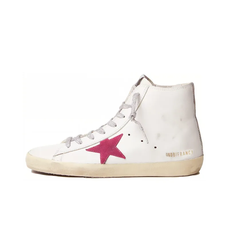 Golden Goose Francy Skateboard Shoes Women's High-Top White/Red-0